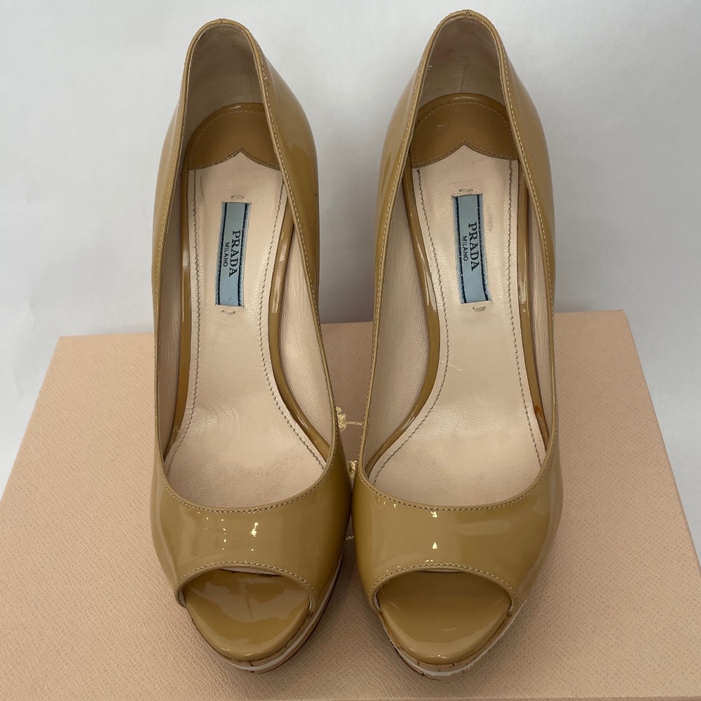 Prada Patent Leather Open-toe Pump